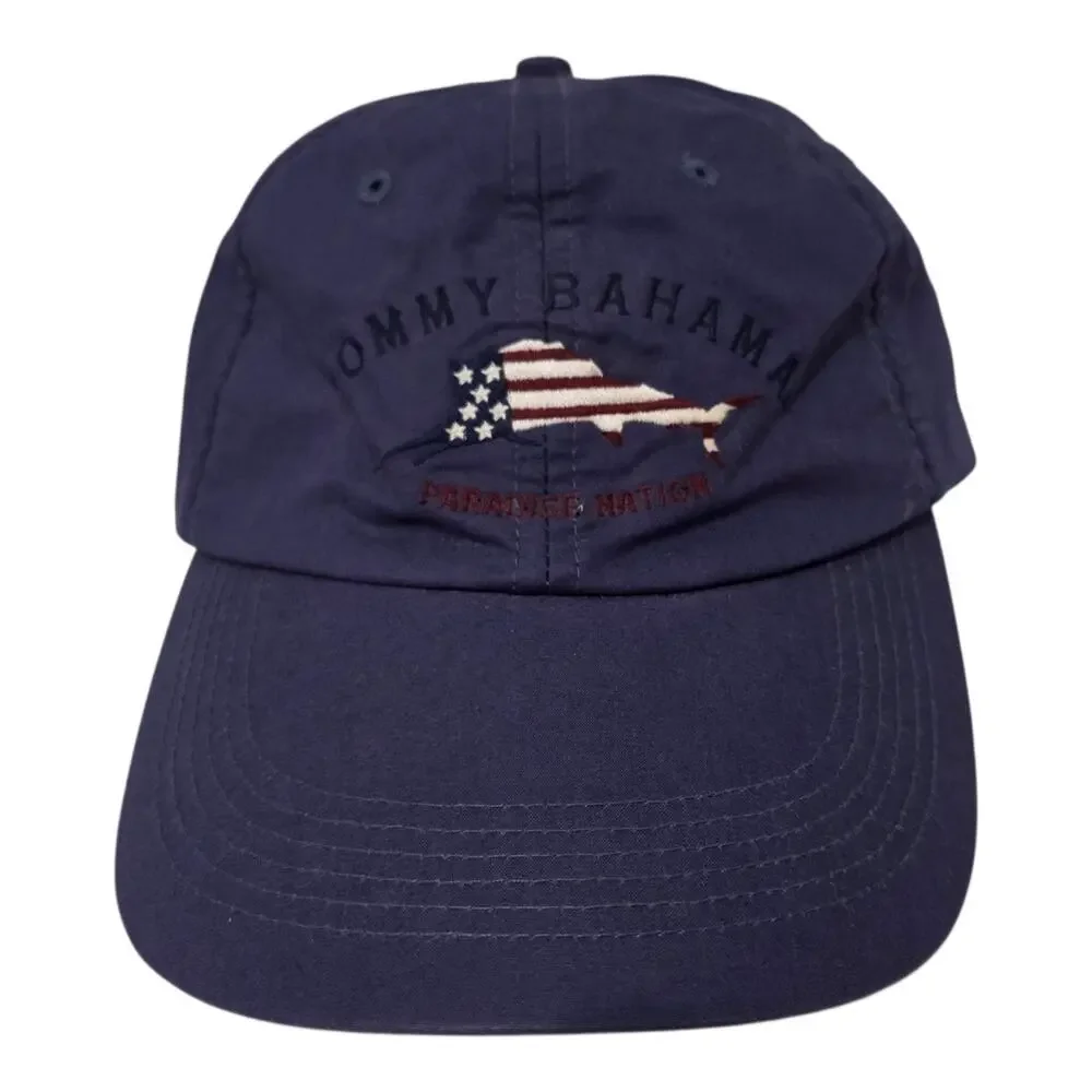 Tommy Bahama Paradise Nation Baseball Cap Mens Navy Flag Adjustable Hat Fishing